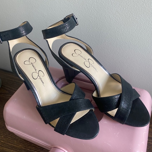 NEW JESSICA SIMPSON BLACK HEELS ANKLE STRAP CLASSIC BLOCK HEEL SZ 5.5 - Picture 8 of 8